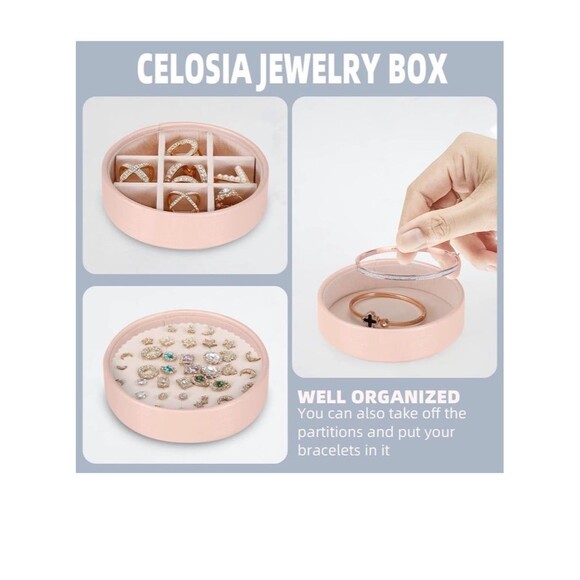 New with tags Jewelry Box Pink Faux Leather with separable travel compartment - Picture 5 of 8